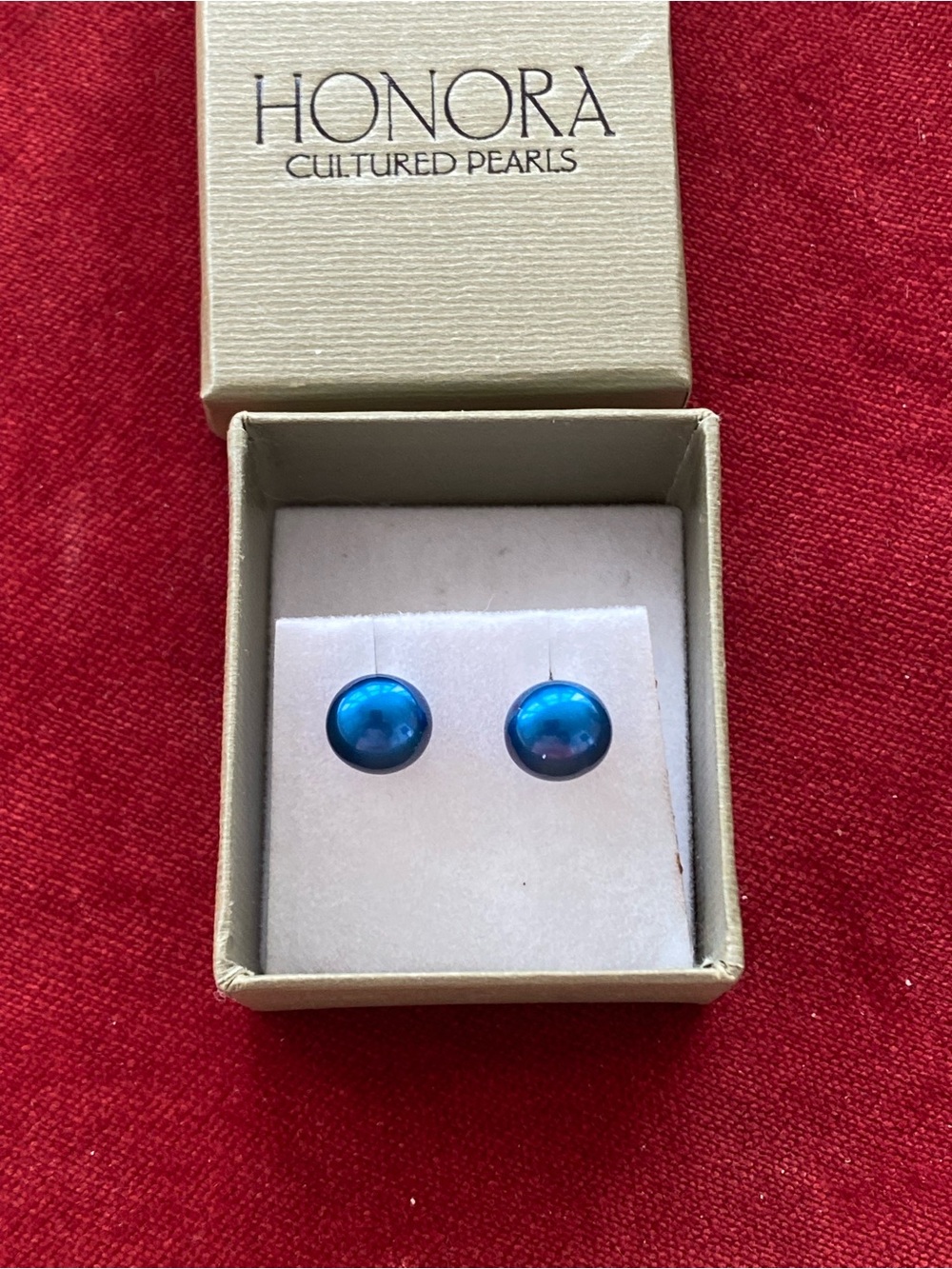 Honora Blue Cultured Pearl Stud Earrings 8-9mm New in Box